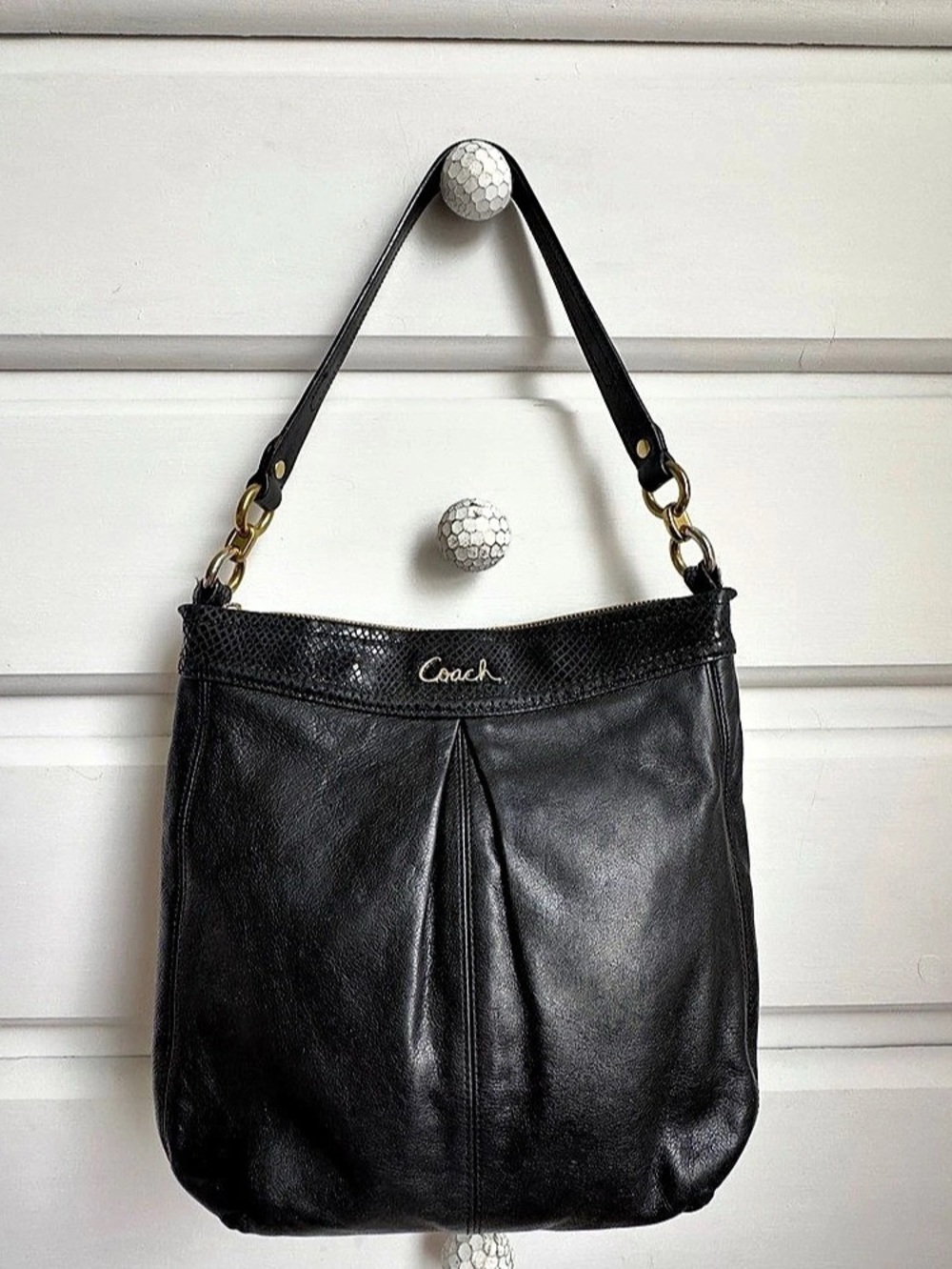 Coach Ashley Leather Hippie F20114 Black Shoulder Bag